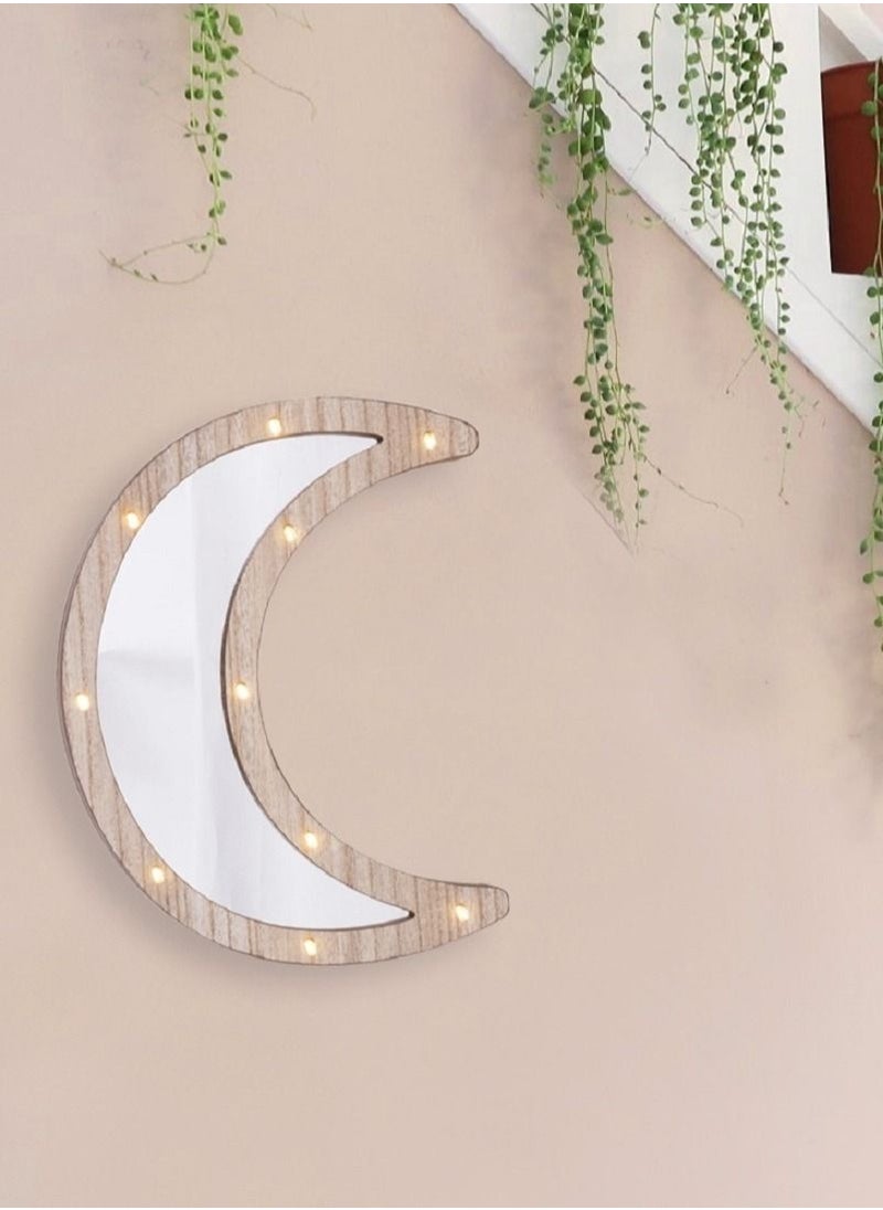 Wooden Crescent Moon Ramadan Decorative Mirror with LED Lights 30x22cm - pzsku/ZD6B0620CE8FBDE97FDB4Z/45/_/1647076240/4c2780a3-866a-490b-a1fc-3466769287ac