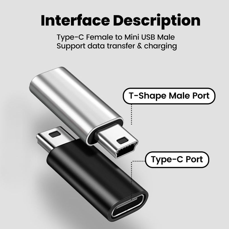 4Pcs USB C to Mini USB Adapter Supports Charge Data Sync Compatible with Digital Camera GPS Receiver Dash Cam MP3 Player - Image 5