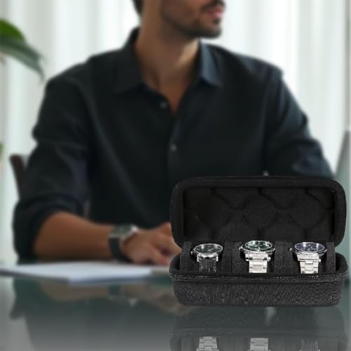 Zeinwap Travel Watch Case Organizer Watch Box with Zipper Heavy Duty Nylon Exterior, Travel Friendly Case Fits All Wristwatches & Smart Watches Up to 60MM Compatible for Apple Watches (3 Slot Zipper) - Image 3