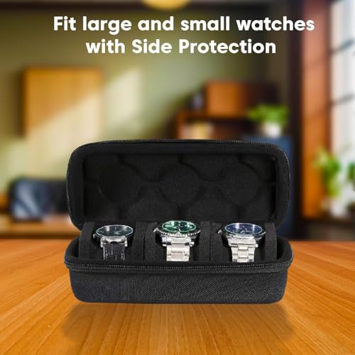 Zeinwap Travel Watch Case Organizer Watch Box with Zipper Heavy Duty Nylon Exterior, Travel Friendly Case Fits All Wristwatches & Smart Watches Up to 60MM Compatible for Apple Watches (3 Slot Zipper) - Image 5