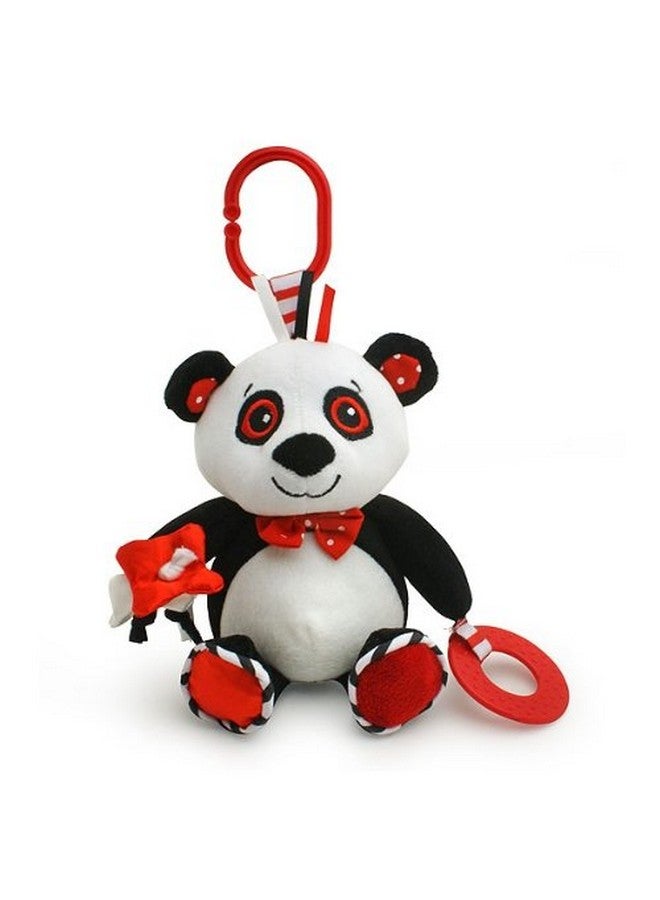 Genius Baby Toys Genius Baby Toys Panda Soft Sensory Toy with Teething Ring for Baby, Attaches to Stroller, 8"  - Image 1