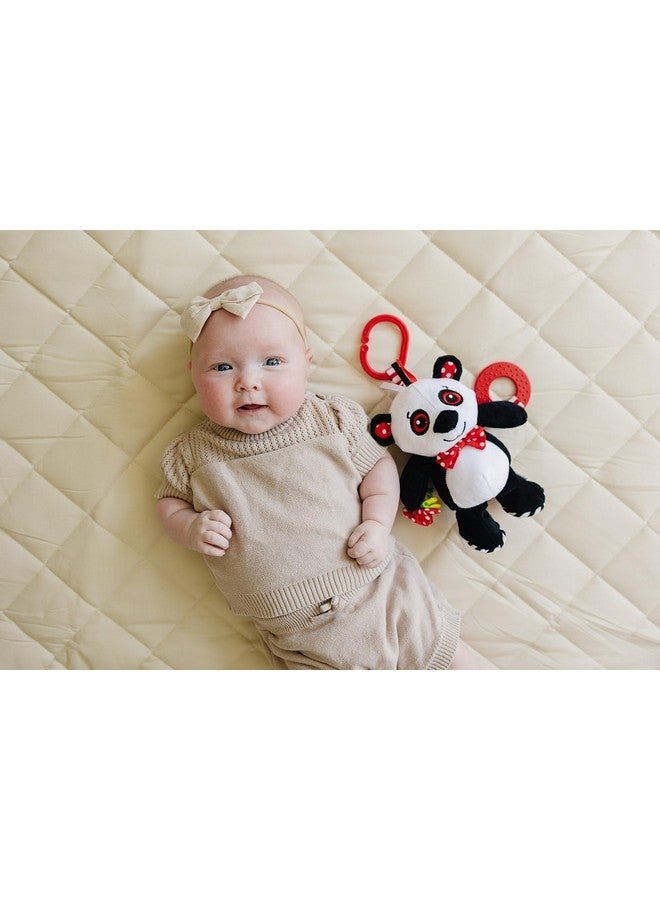 Genius Baby Toys Genius Baby Toys Panda Soft Sensory Toy with Teething Ring for Baby, Attaches to Stroller, 8"  - Image 2