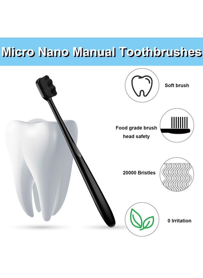 Patelai - Patelai 8 Pieces Soft Toothbrush Micro Nano Extra Soft Bristles Manual Soft Toothbrush with 20, 000 Bristles for Teeth Oral Gum Adults(Black with Black Bristle) - Image 1