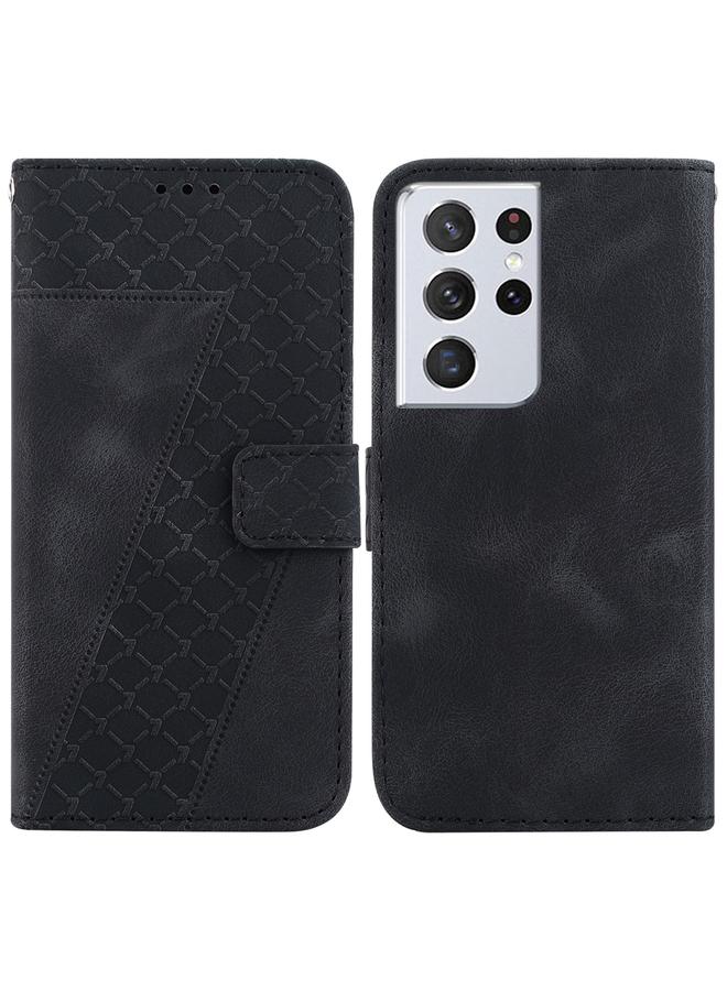 S-TOP Case For Samsung Galaxy S21 Ultra 5G Seven-shaped Embossed Leather Phone Case - Image 1