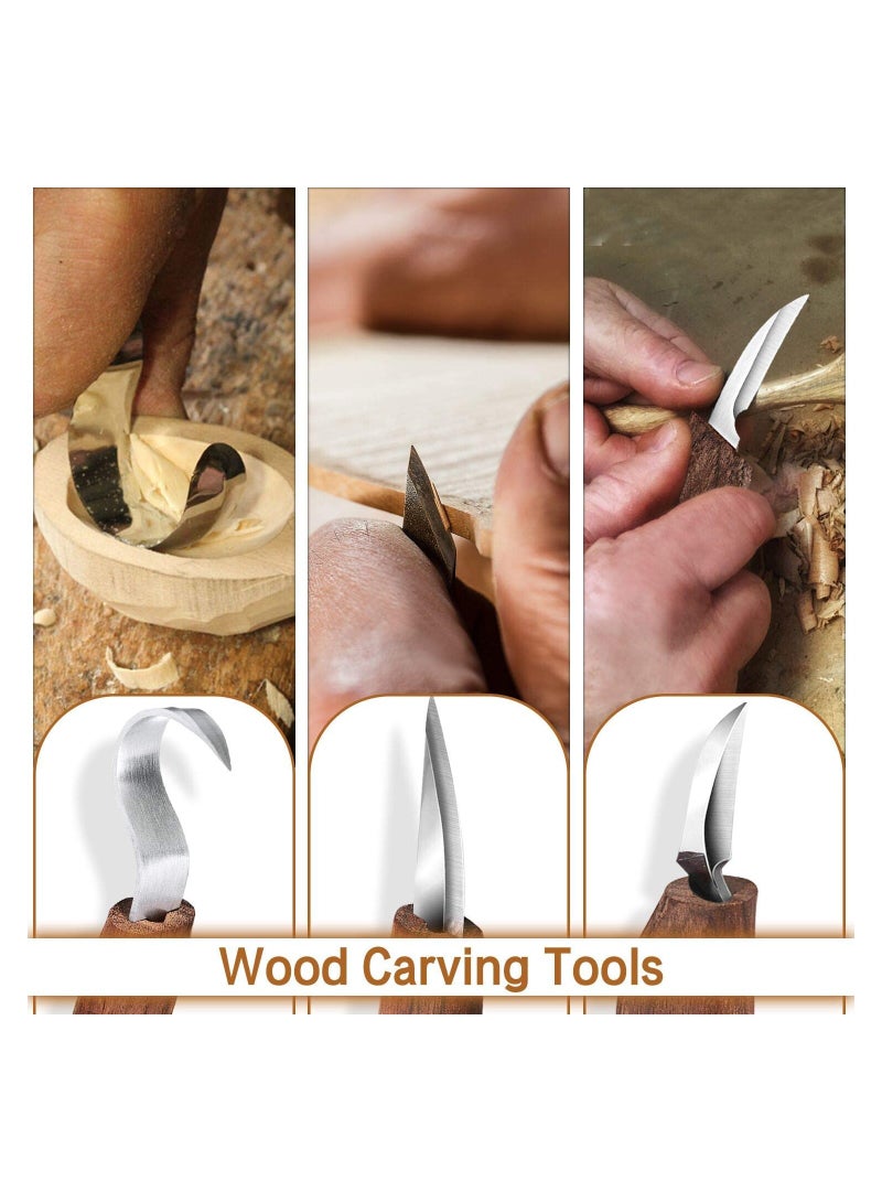 7-in-1 Wood Carving Kit, Wood Carving Tools Set with Carving Hook Knife Whittling Knife Chip Carving Knife Woodworking Gloves Carving Knife Sharpener Whittling Tool Package for Beginners Woodworking  - Image 2