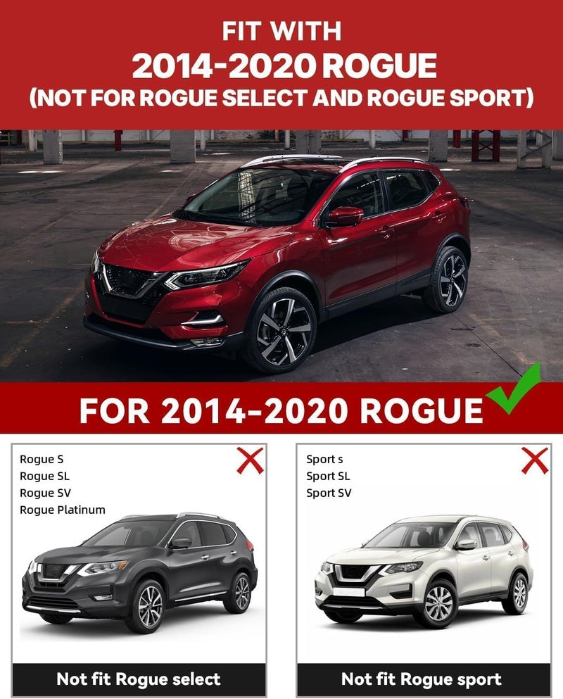 Richeer حامل سقف ريشير بارز عرضي لسيارة نيسان روج 2014-2019 مع قضبان جانبية - Image 2