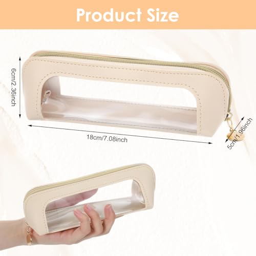 MAYCREATE® 1pcs Makeup Pouch Bag Small Makeup Brush Holder Case Portable Brushes Travel Make Up Pouch for Woman Minimalist Student Stationery Organizer PU Zipper Pencil Case - Image 2