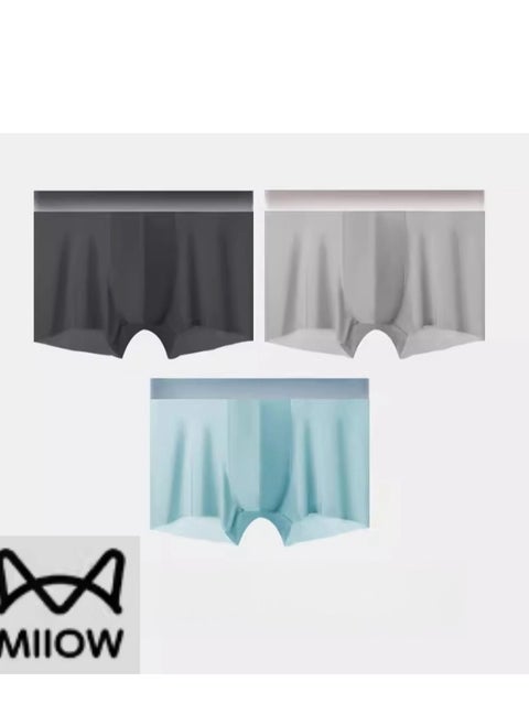 (Three piece set) Ice Silk Men's Underwear Summer Thin New Flat Corner Pants Men's Trackless One Piece Four Corner Shorts