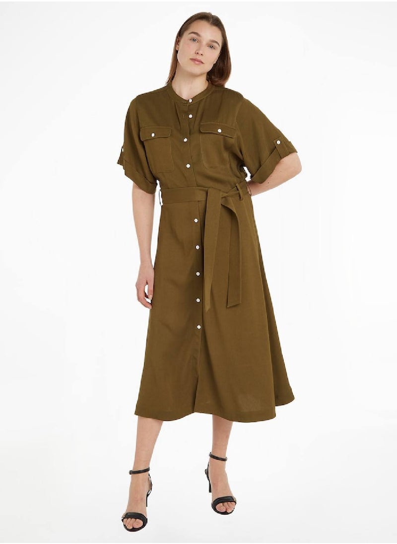 Women's Relaxed Fit Midi Shirt Dress, Green - pzsku/ZD6B09B93B60D3DA0FBFDZ/45/_/1723744151/57fd0bef-ffb6-4bf8-8c21-f9210386a4bb