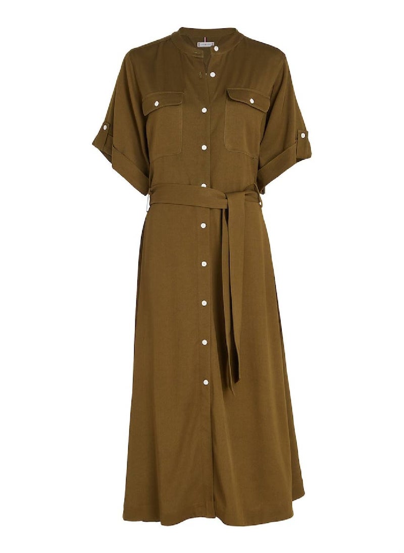 Women's Relaxed Fit Midi Shirt Dress, Green - pzsku/ZD6B09B93B60D3DA0FBFDZ/45/_/1723744214/051769ad-9466-4680-b391-f337eb503e5d