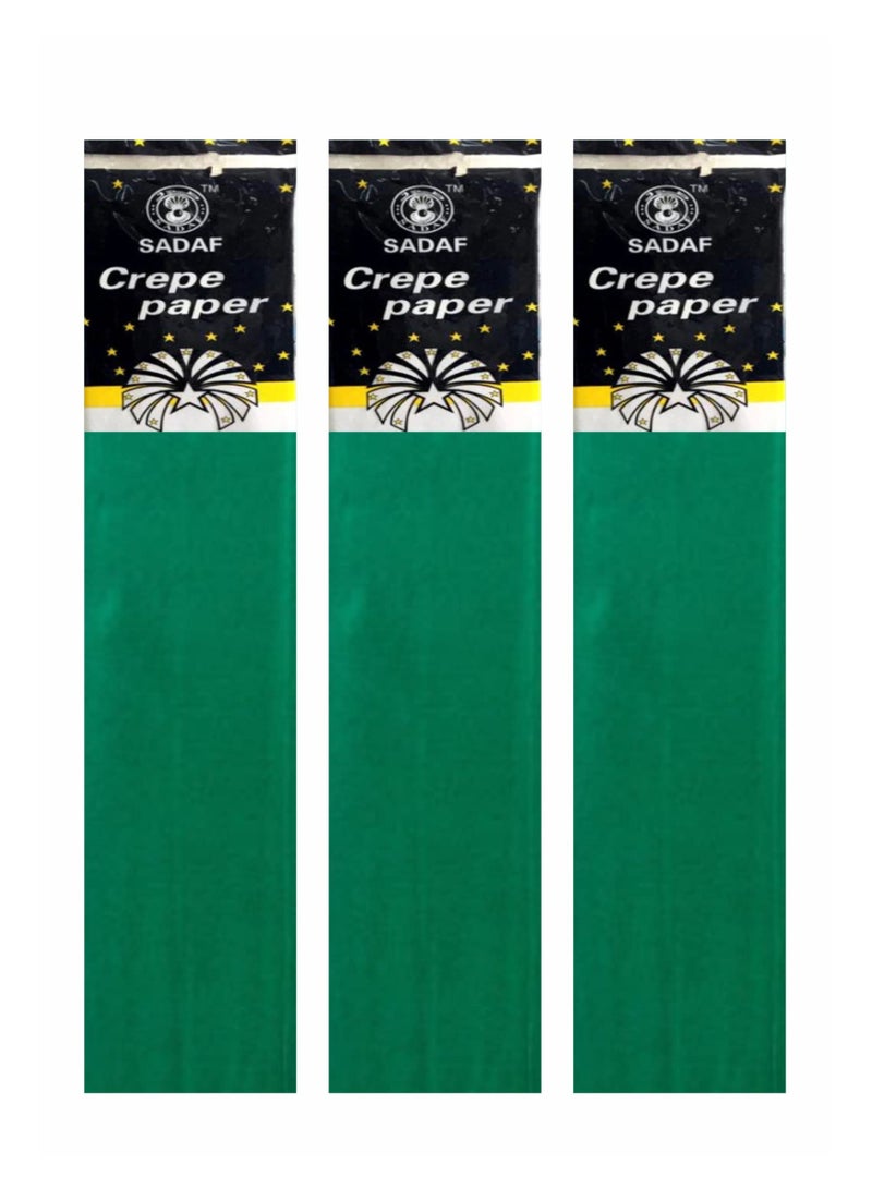 Sadaf ورق كريب للفنون لون أخضر داكن بحجم 50x200 سم (عبوة من 3) - Image 1