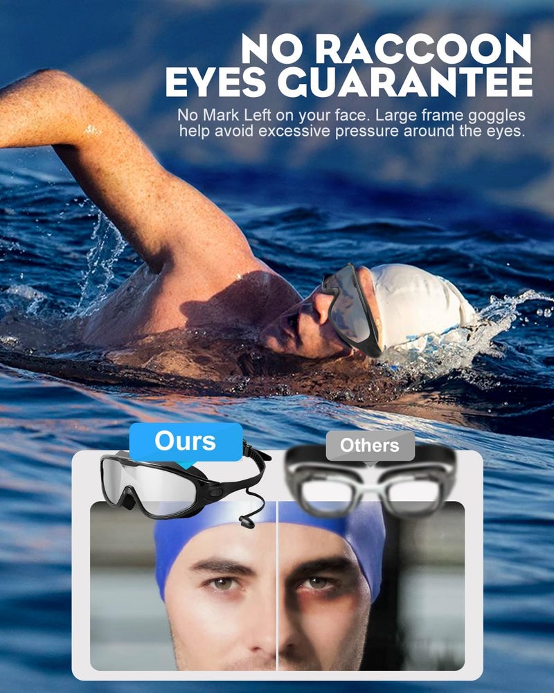 Rantizon Swim Goggles 2 Pack, Wide View Anti Fog&UV Swimming Goggles for Audlt, No Leaking Swim Glasses for Men Women Youth - Image 3