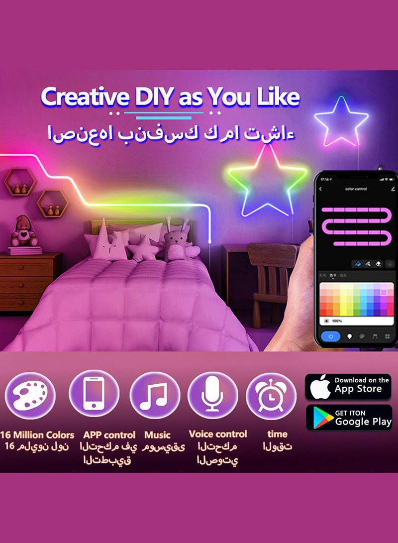 DPTER 5M LED Light Strip RGB Neon light with Remote Control, Plug Charge, Waterproof, Music Sync, DIY Design, Ideal for Patterns lighting, TV Backlighting, Gaming Room, Bedroom, and Indoor Decor – Available in Lengths 2m, 3m, 5m - Image 2