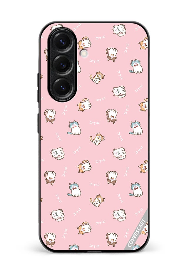 VR CREATIVE Protective Case Cover For Samsung Galaxy A56 Cartoon Cat On Pink Design Multicolour