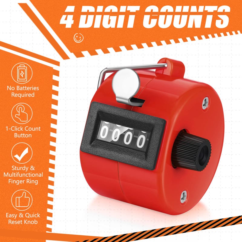 Kathfly 16 Pcs Handheld Clicker Counter 4 Digit Mechanical Tally Counter Assorted Color Pitch Palm for Counting Numbers Knitting Coaching Golf Lap Fishing School Sports Event(Multicolor) - Image 3