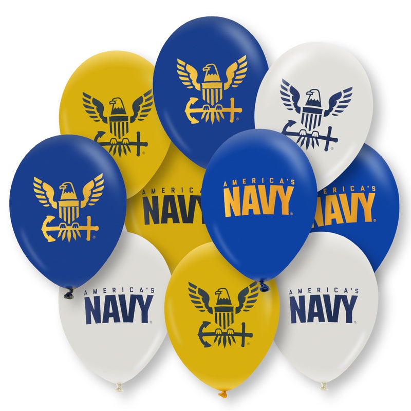 Havercamp US Navy Party Balloons 10 pcs 12 Latex balloons in Blue White Yellow with Striking Print on 2 sides Officially Licensed US Navy Decorations Made in Italy by Havercamp - Image 3