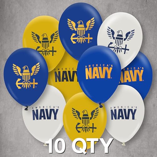 Havercamp US Navy Party Balloons 10 pcs 12 Latex balloons in Blue White Yellow with Striking Print on 2 sides Officially Licensed US Navy Decorations Made in Italy by Havercamp - Image 5