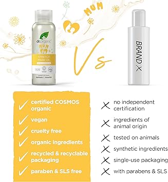 dr.organic Dr Organic Stretch Mark Oil with Calendula Firm Smooth Pregnancy Natural Vegan Reduce appearance of Stretch Marks Dry Skin CrueltyFree Paraben SLS Free Certified Organic 100ml - Image 5