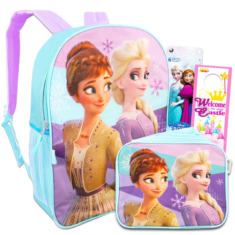 Disney Frozen Backpack and Lunch Box Set for Girls ~ Deluxe 16" Frozen 2 Backpack with Insulated Lunch Bag, Stickers,and More (Frozen School Supplies Bundle) - Image 5