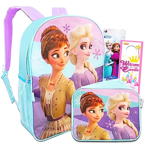 Disney Frozen Backpack and Lunch Box Set for Girls ~ Deluxe 16" Frozen 2 Backpack with Insulated Lunch Bag, Stickers,and More (Frozen School Supplies Bundle) - Image 1