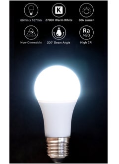 Osram Osram 8W LED Bulb, Warm White 2700K, E27 Base, 806lm Energy-Efficient Lamp  - Image 2