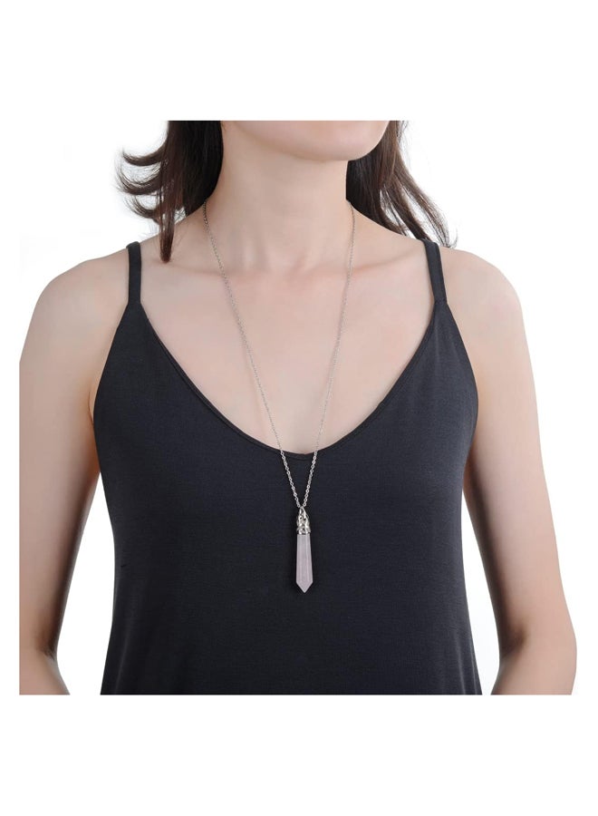 Real Natural Rose Quartz Hexagonal Gemstone Pendant Necklace Healing Reiki Chakra Energy Rock 26 Inch  - Image 3