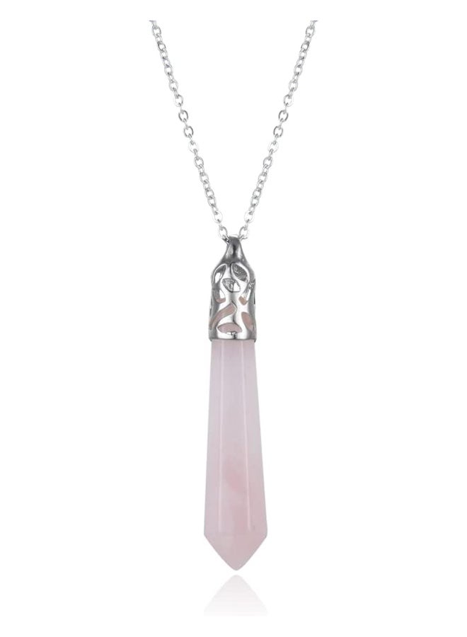 Real Natural Rose Quartz Hexagonal Gemstone Pendant Necklace Healing Reiki Chakra Energy Rock 26 Inch  - Image 2