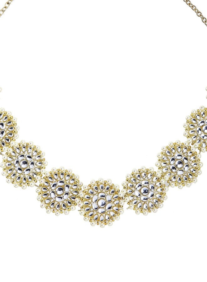 Karatcart Floral Shape Kundan Studded Metal Hairband for Women, Pack of 1 - Gold - Image 4
