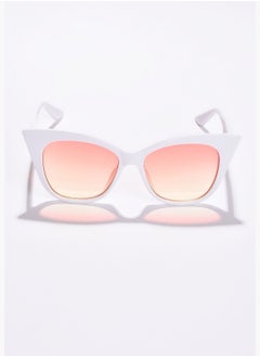 Haute Sauce Women Pink Lens White Cateye Sunglasses  - Image 4
