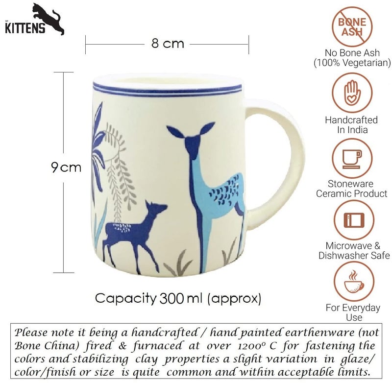 KITTENS Alive Theme Large Coffee Mugs Hand Painted in Blue Art Set of 2 300 ml - Image 5