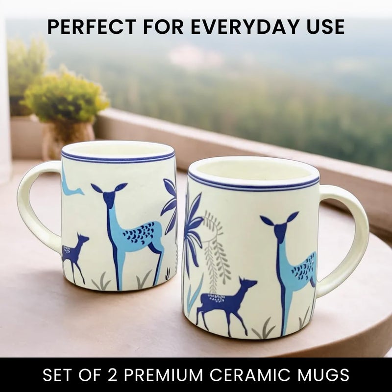 KITTENS Alive Theme Large Coffee Mugs Hand Painted in Blue Art Set of 2 300 ml - Image 4