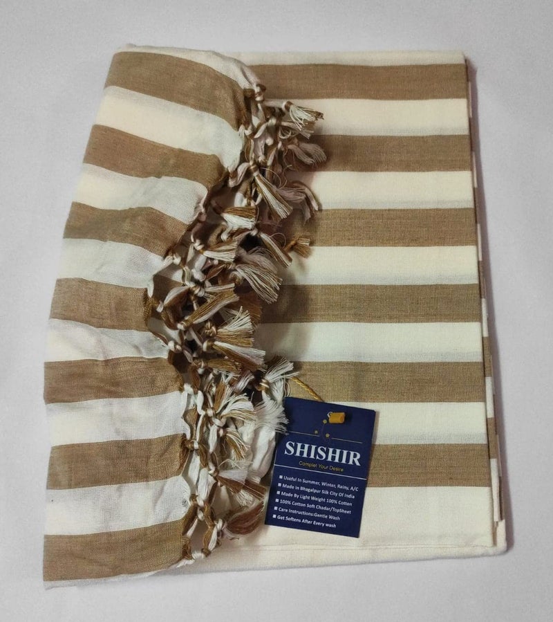 SHISHIR شيتير بهاغالبوري 100% قطن ناعم أغطية سرير فردية صيفية (عبوة من 2) - (60X90 بوصة - بني - أحمر) - Image 1
