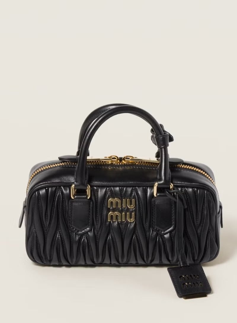 مياو مياو حقيبة أركاديا ماتيلاسيه نابا للنساء، حقيبة توت للنساء، حقيبة كتف للنساء، حقيبة كروس للنساء، حقيبة يد نسائية، أسود - Image 1