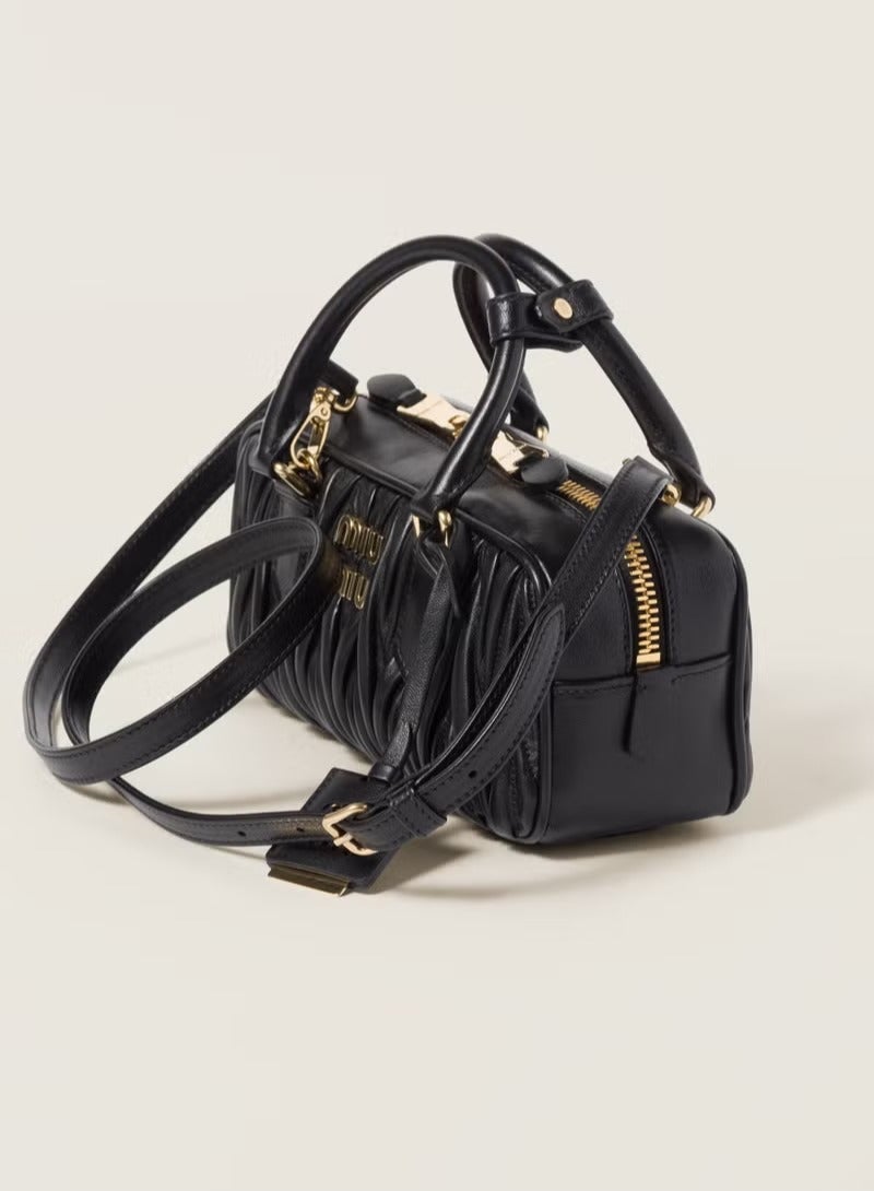 مياو مياو حقيبة أركاديا ماتيلاسيه نابا للنساء، حقيبة توت للنساء، حقيبة كتف للنساء، حقيبة كروس للنساء، حقيبة يد نسائية، أسود - Image 3