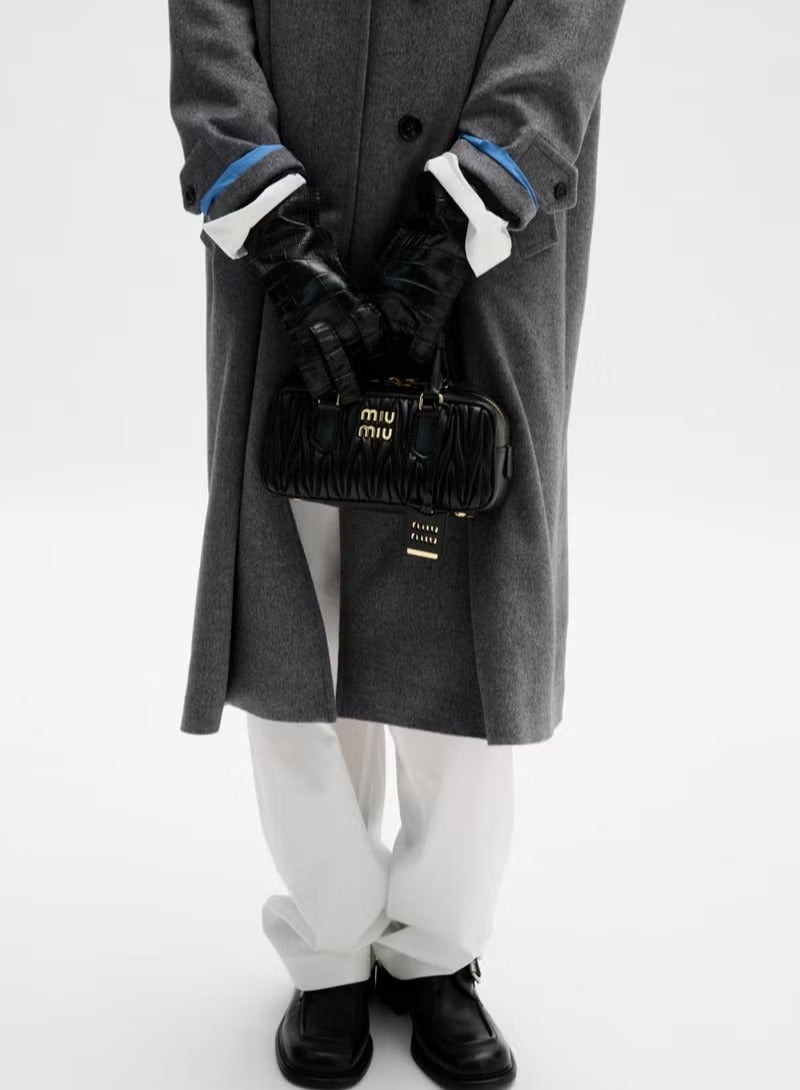 مياو مياو حقيبة أركاديا ماتيلاسيه نابا للنساء، حقيبة توت للنساء، حقيبة كتف للنساء، حقيبة كروس للنساء، حقيبة يد نسائية، أسود - Image 4