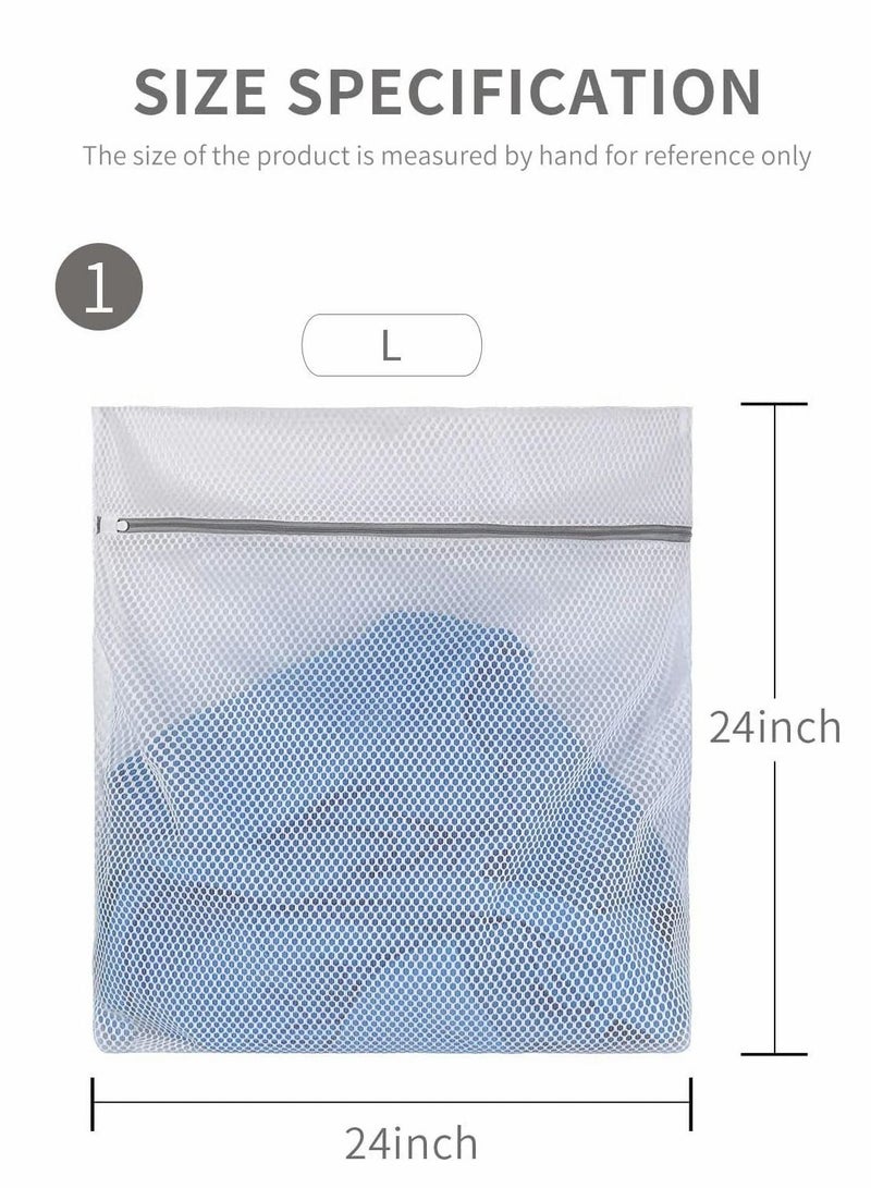 Laundry Bag, 2 XX-Large Honeycomb Delicates Bags for Washing Machine, 24 x 24 Inches Lingerie Bags, Mesh Wash Bag, Travel Storage Organize Bag, Travel Laundry Bag (White, 2 Large) - Image 5