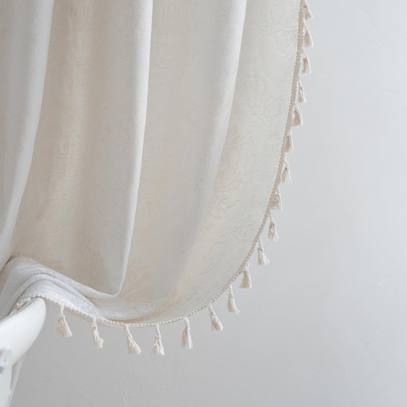 ENJOYBRIDAL ستائر ENJOYBRIDAL كريما داماسك 84 بوصة لغرفة المعيشة نصف شفافة بستائر غرفة النوم بنمط الميداليون بطول الأرضية مع جيوب قضيب الجاكار 2 لوحات لغرفة الطعام لعلاجات النوافذ - Image 4