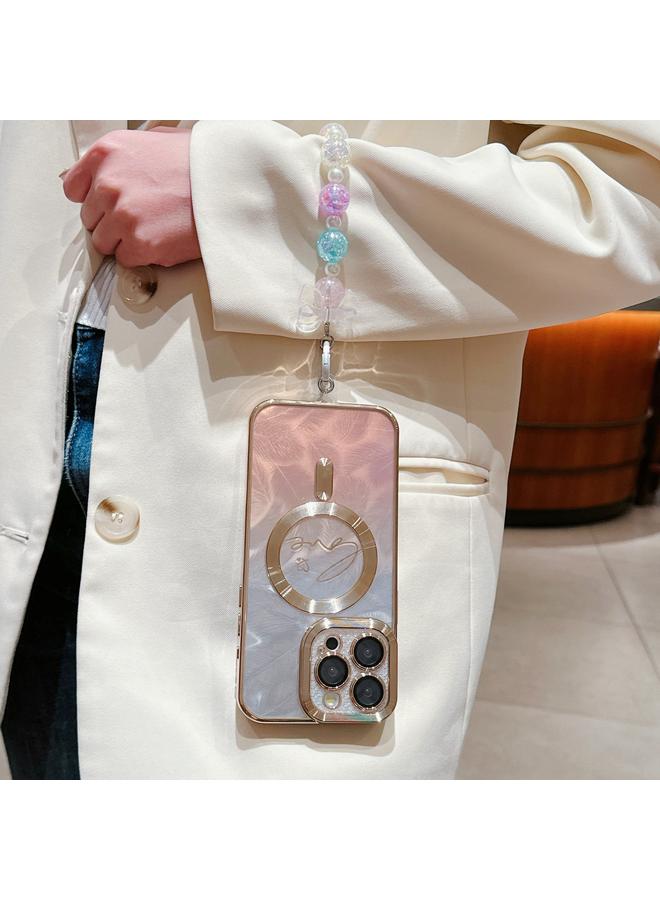 S-TOP Case For iPhone 11 Pro Dual-Love Feather Gradient Glitter Bracelets Magsafe TPU Phone Case - Image 2