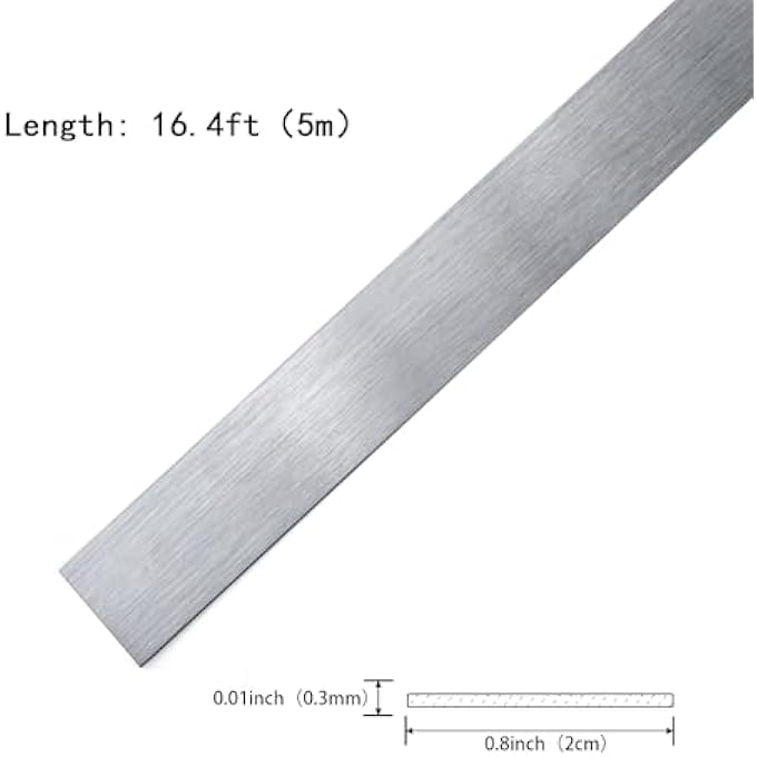 SILVER METALIZED BRUSHED FINISH MOLDING TRIM, PEEL AND STICK STRIP FOR MIRROR FRAME, WALL, FIREPLACE AND HOME DIY DECORATION (16.4 FT X 0.8 INCH) - Image 3