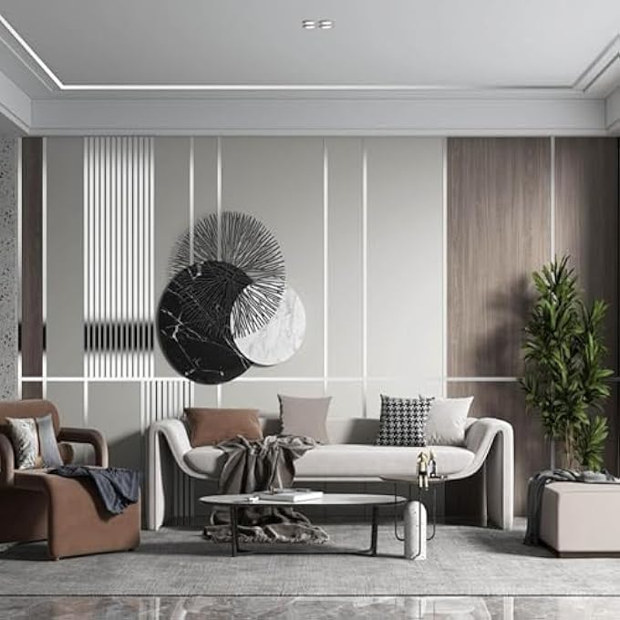 SILVER METALIZED BRUSHED FINISH MOLDING TRIM, PEEL AND STICK STRIP FOR MIRROR FRAME, WALL, FIREPLACE AND HOME DIY DECORATION (16.4 FT X 0.8 INCH) - Image 2