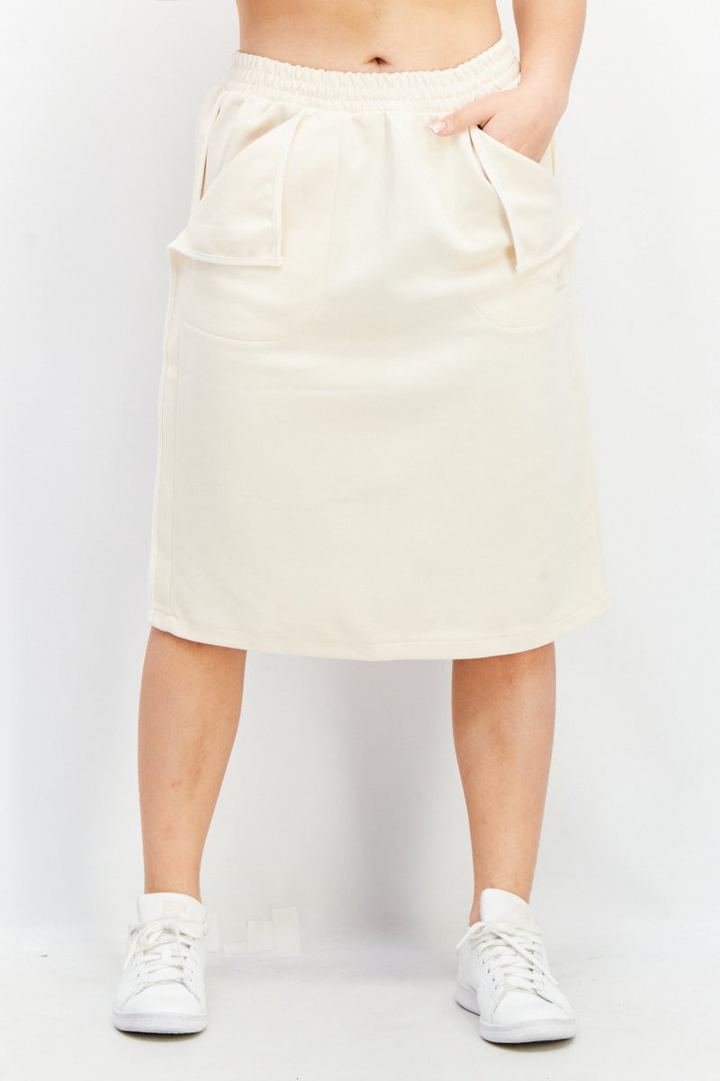 adidas Originals Women Sportswear Fit Embroidered Midi Skirt, Light Beige  - Image 1