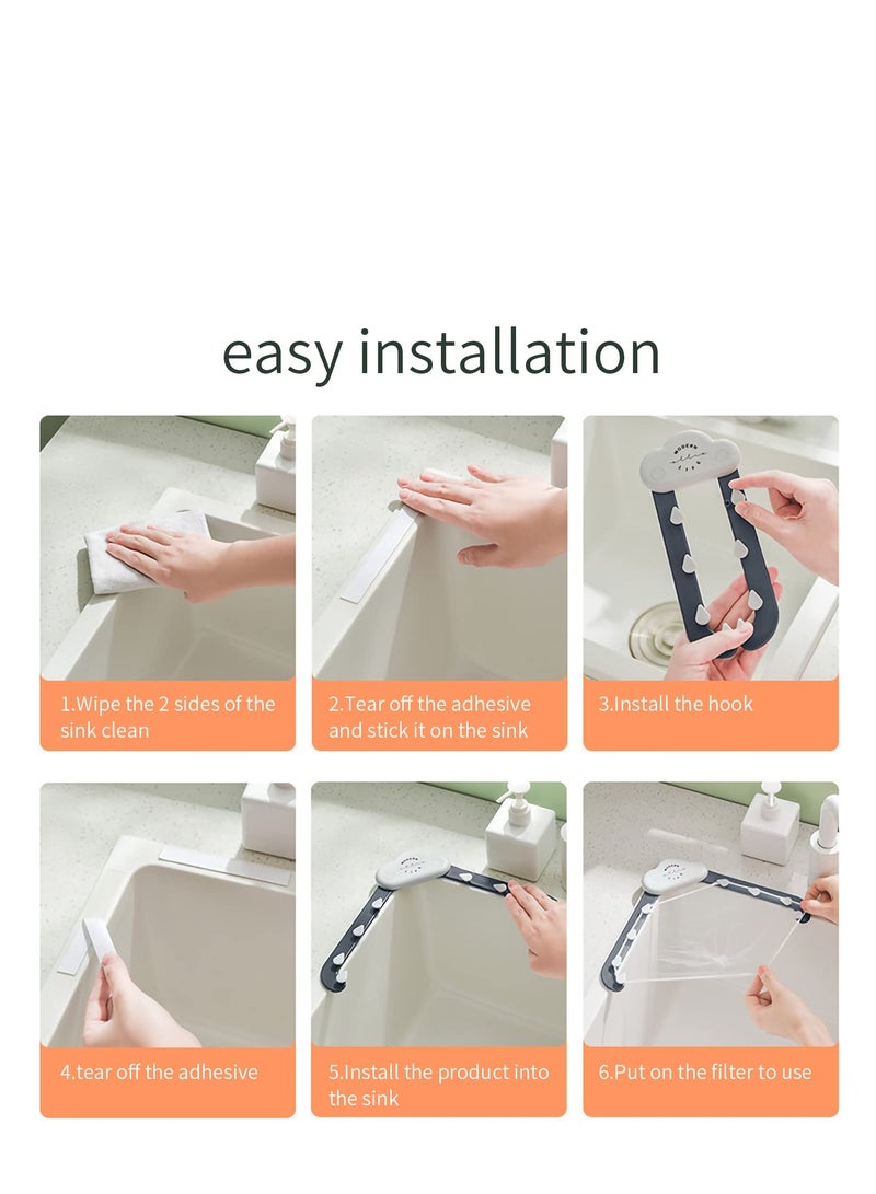 Excefore Kitchen Triangle Sink Strainer, Foldable Bracket Sink Strainer,Kitchen Leftovers Filter, with a Gray Triangular Rack and 100PCS Large Size Filtering Mesh Bags (Grey) - Image 3