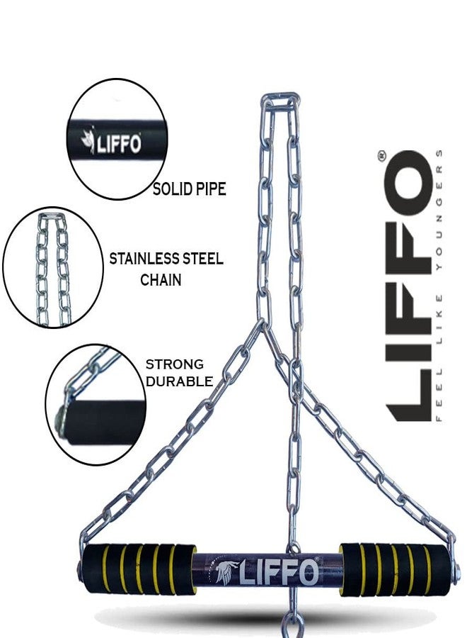 Liffo® Pull Up Bar Heavy Height Increasing Chain Hanging Rod Exercise, Fitness, Chin-up Bar with Weight Lifting Gloves (4FT) - Image 2