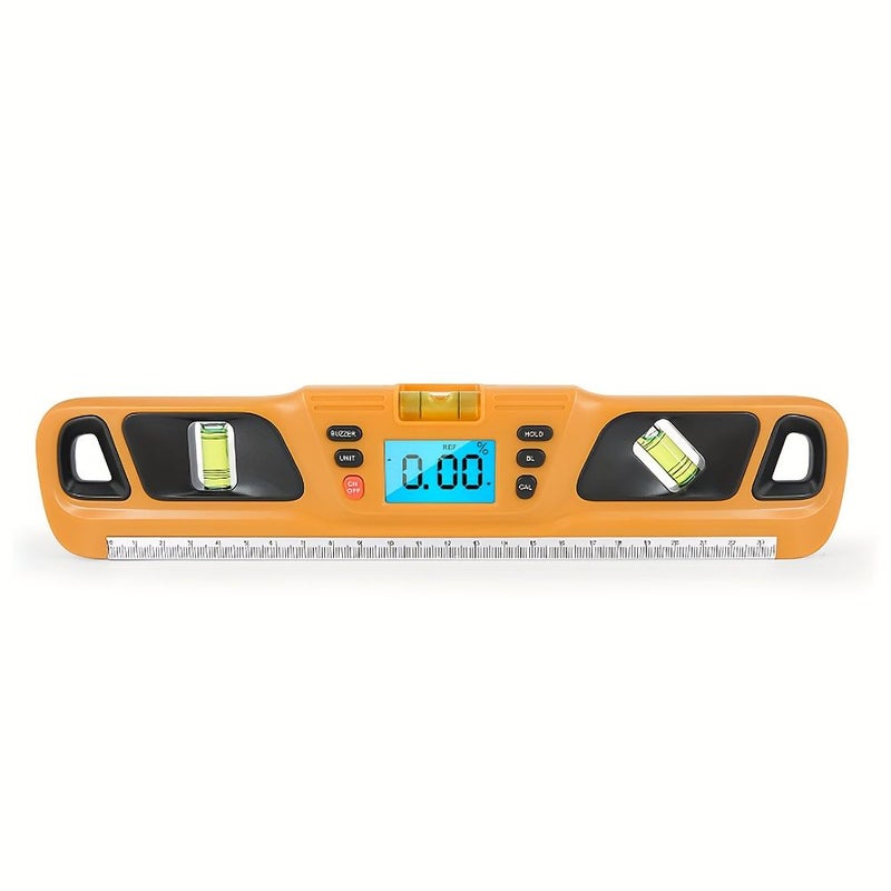 Yellow Digital Bubble Level With LED Display And Magnetic Base For Construction Home Renovation - Image 1