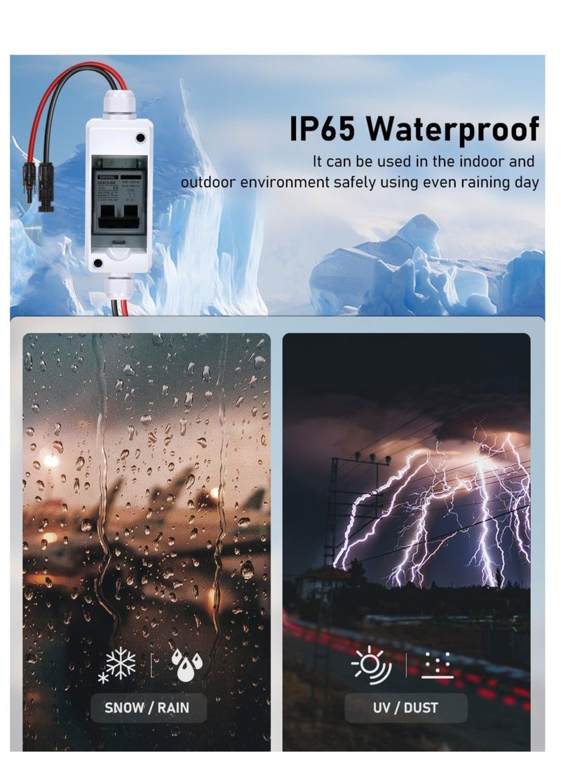 Solar Panels 30 Amp Solar Disconnect Switch, Outdoor Small Breaker Box, Waterproof Disconnect Switch, Waterproof UV-Proof Outdoor Box, Miniature Circuit Breaker with din Rail Enclosure - Image 3