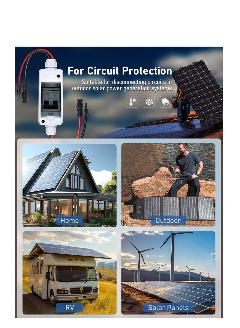 Solar Panels 30 Amp Solar Disconnect Switch, Outdoor Small Breaker Box, Waterproof Disconnect Switch, Waterproof UV-Proof Outdoor Box, Miniature Circuit Breaker with din Rail Enclosure - Image 2