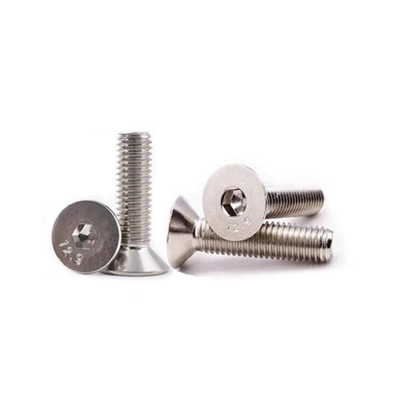 12.9 Steel Bolts - 10pcs M7-1.0 x 60mm Countersunk Flat Head Bolts - Nickel Plated Hex Socket Screws for Automotive Machinery Industrial Fabrication - Image 1