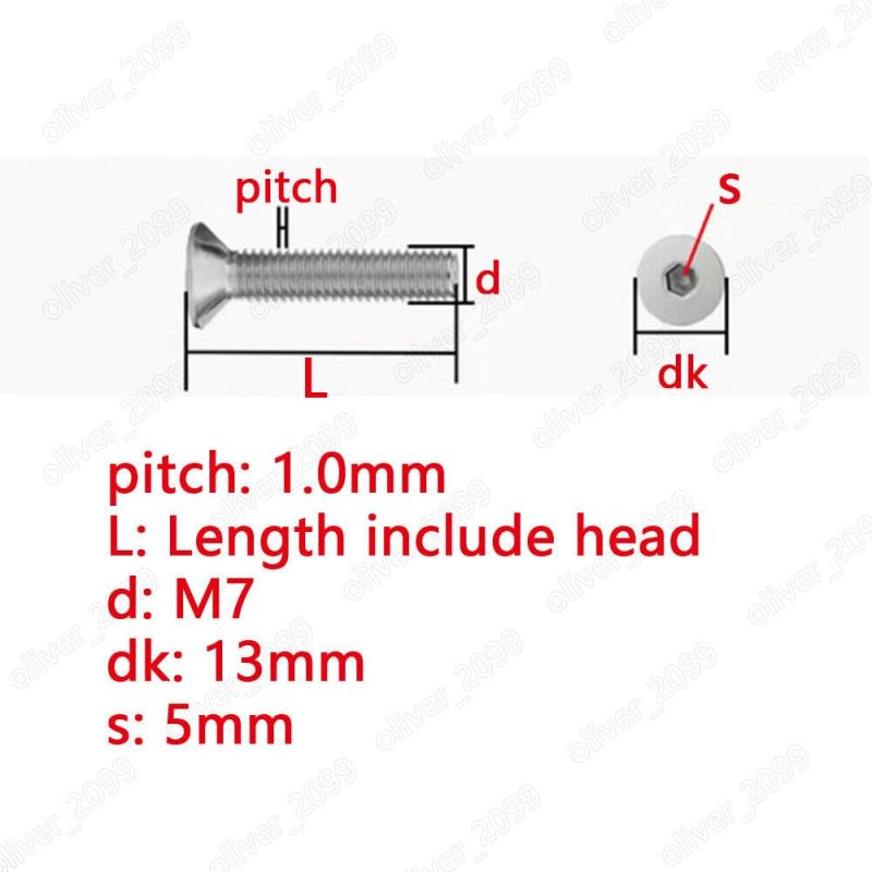 12.9 Steel Bolts - 10pcs M7-1.0 x 60mm Countersunk Flat Head Bolts - Nickel Plated Hex Socket Screws for Automotive Machinery Industrial Fabrication - Image 2