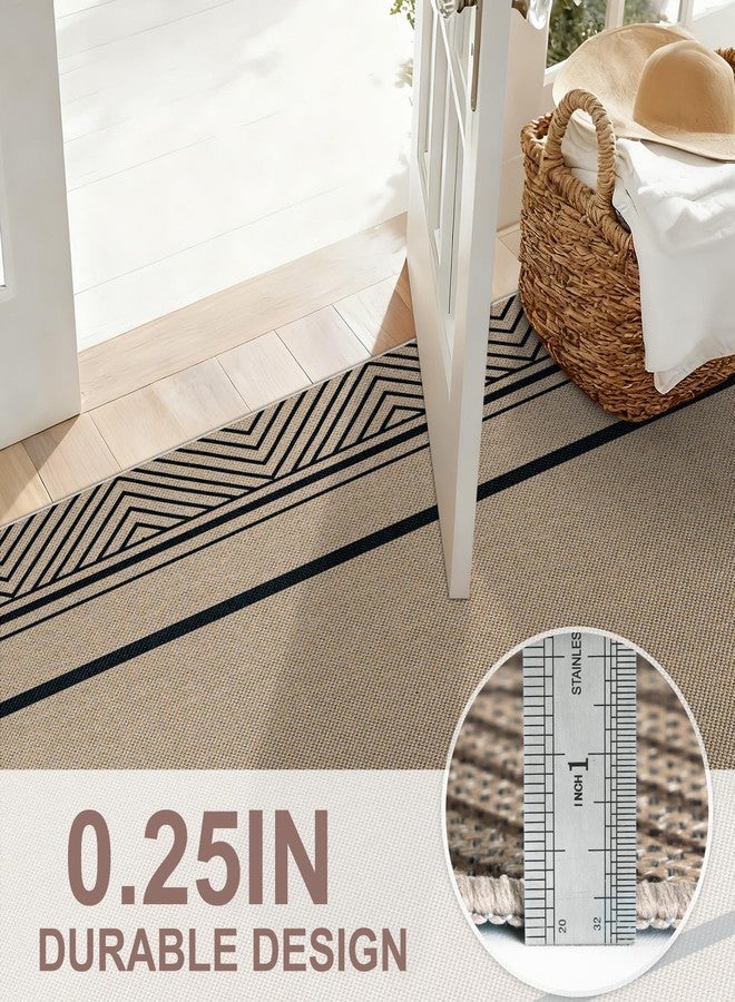 Capslpad 3x5 Hallway Runner Checkered Rug Washable Doormat Non-Slip Rubber Backing Stain Resistant Low Pile Runners for Hallways, Kitchen, Entryway, Bedroom, Laundry, Black - Image 4