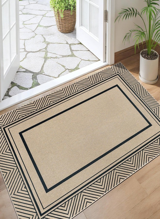 Capslpad 3x5 Hallway Runner Checkered Rug Washable Doormat Non-Slip Rubber Backing Stain Resistant Low Pile Runners for Hallways, Kitchen, Entryway, Bedroom, Laundry, Black - Image 1